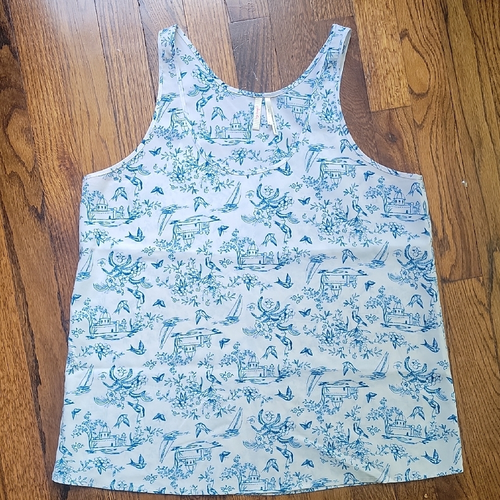 Blue and White Patterned Tank Top